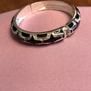 Black White and faux diamond enamel bracelet.